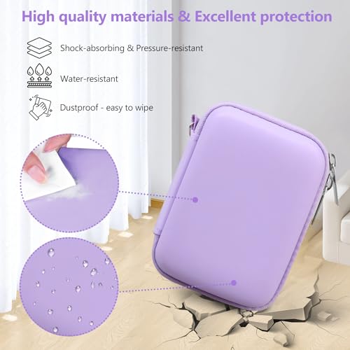 Image of Camera Case for Canon PowerShot ELPH 360 HS A, IXY 650 /ELPH 360 Camera Protective Case Storage Holder Travel Bag with Wrist Strap, Mesh Pocket for Battery Pack, USB Cable, Purple