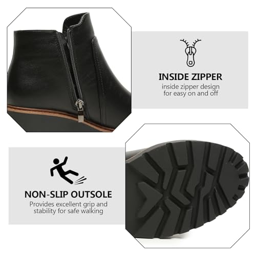 Image of Womens Ankle Boots Chunky Low Heel Short Booties Dress Fall Boots