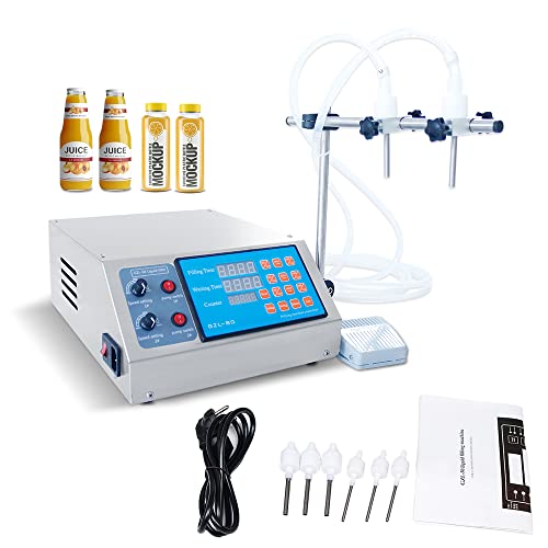 ZONEPACK Double Heads Filling Machine Pump Numerical Filler Digital Liquid Filler 3-4000ml For Drink Perfume Water Juice Essential Oil With 2 Nozzles