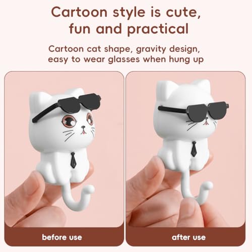 Image of HASTHIP 3Pcs Wall Hooks Cat Tail Adhesive PVC Hooks for Towel, Keys | Hang Towels and Keys, Clears Clutter, Durable PVC, 3-Piece Set, Fun Cute Cat Design