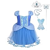 [Dressy Daisy] プリンセス コスチューム 誕生日 ファンシー ハロウィン パーティー キッズ ドレスアップ アクセサリー付女の子 サイズ 3～4歳 ブルー
