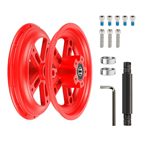 Flycoo Geteilte Hinterradnabe für Xiaomi Scooter Nabe Elektroroller Hinterrad Aluminium-Legierung Leicht Abnehmbare Felge 2-teilige Nabe für Verschiedene 8,5-Zoll-Vollreifen (Rot für M365 PRO/PRO2) Cover
