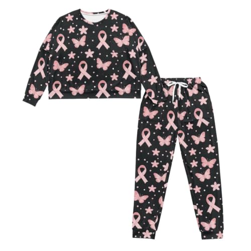 Image of Womens Pajama Sets 2 Piece Pjs Lounge Sets Long Sleeve Sleepwear Crew Neck Pullover Top with Long Pants