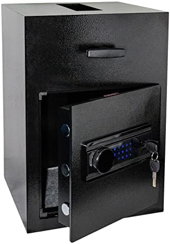 2.5 Cub Security Business Safe and Lock Box with Digital Touch Screen Keypad and Sensitive Alarm System, Mute Entry System, Drop Slot Safes with Top Load Drop Box for Money and Mail, Business