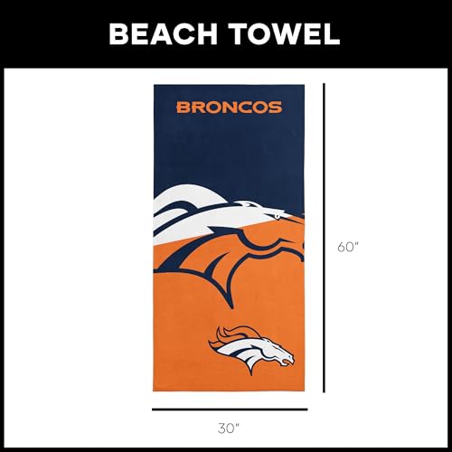 Image of Northwest NFL Denver Broncos Microfiber Beach Towel, 30 x 60 Inches - Quick Dry, Sand Resistant, Lightweight, Highly Absorbent, Incisor Design