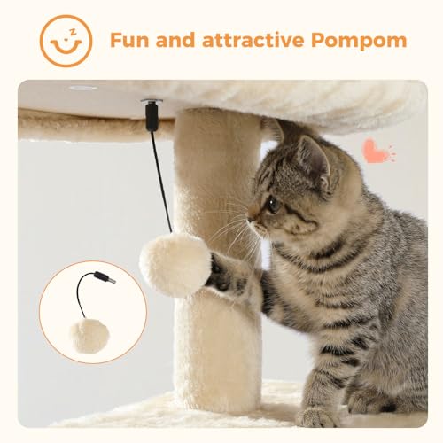 Image of MUTTROS Cat Tree for Indoor Cats, 44.5 inch Multi-Level Cat Tower with Large Metal Frame Hammock, Cat Condo with 2 Scratching Posts and Top Perch for Small to Medium Cats, Beige