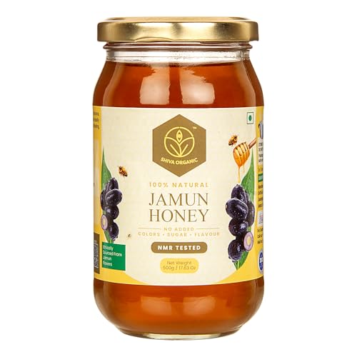 Image of Shiva Organic Jamun Honey 500 gm | NMR Tested |100% Natural Healthy and Pure Honey | No Added Sugar Flavour Unadulterated Sourced ethically from Jamun flowers