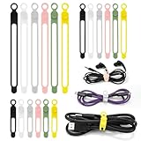 CozyNestMo Silicone Cable Ties Reusable, Elastic Wire Organizer Ties, for Charging Cables, Electrical Cords, Computer Wires, USB Data Cable Management, Cord Organizer (6 Colors, 3 Sizes)