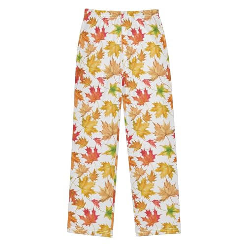 Autumn Maple Leaf Boys Long Pants Soft Trousers Elastic Waist Kids Lounge Bottoms with Pockets S-XL