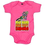 Body bebé Motocross Ride Hard Ride Fast Enduro - Rosa, Talla única 12 meses
