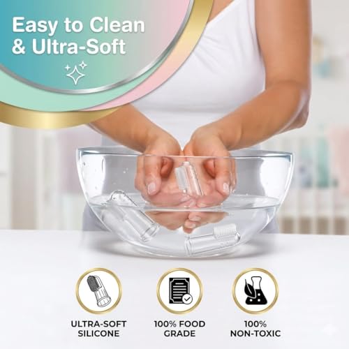 Image of Mom's Lap Ultra Soft Finger Brush for Babies, 100% Food Grade Silicone, BPA Free, with Portable Case, 2 Pcs