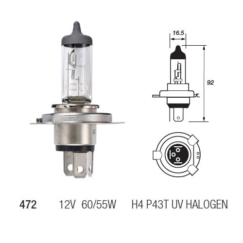 Ring Lampadina Long Life 12V 60/55W H4