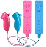 PGYFDAL 2 Pack Remote Controller and Nunchuck Joystick for wii/wii u Console, Gamepad with Silicone Case and Wrist Strap for Holiday (Pink and Blue)