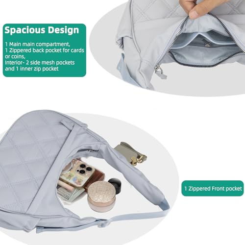 Image of JANKS Small Puffer Crescent Shoulder Bag for Women, Nylon Quilted Puffy Crossbody Purse, Cute Hobo Shoulder Handbags