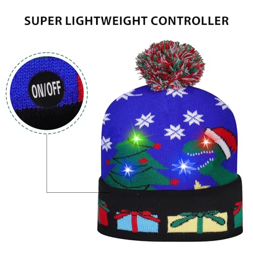 JIAN YA NA Chapéu de malha quente para crianças de inverno: boné de Natal com iluminação LED cacheco