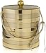 Hand Made In USA Matte/Shiny Brushed Gold Stripes Double Walled 3-Quart Insulated Ice Bucket With Bonus Ice Tongs