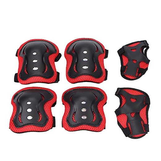 Equipo de Protección para Niños, Elegante, Transpirable, Resistente Al Desgaste, Rodillera, Coderas, Protector de Manos, para Patines, Ciclismo, Bicicleta, Monopatín, Patines en Línea,(rojo)