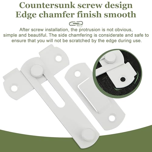 Alise 2pcs Flip Latch Gate Latches, 4 inch Heavy Duty Stainless Steel Door Latch,Safety Gate Hardware for Barn Wood Fence Sliding French Doors, White Finish MS9001W-2P by Alise - Image 5