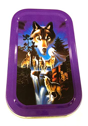 Preisvergleich Produktbild Trendz MontCherry Tabakdose, 28 ml, Wolf Design, inkl. 2 Rizla Green Standard-Broscheln