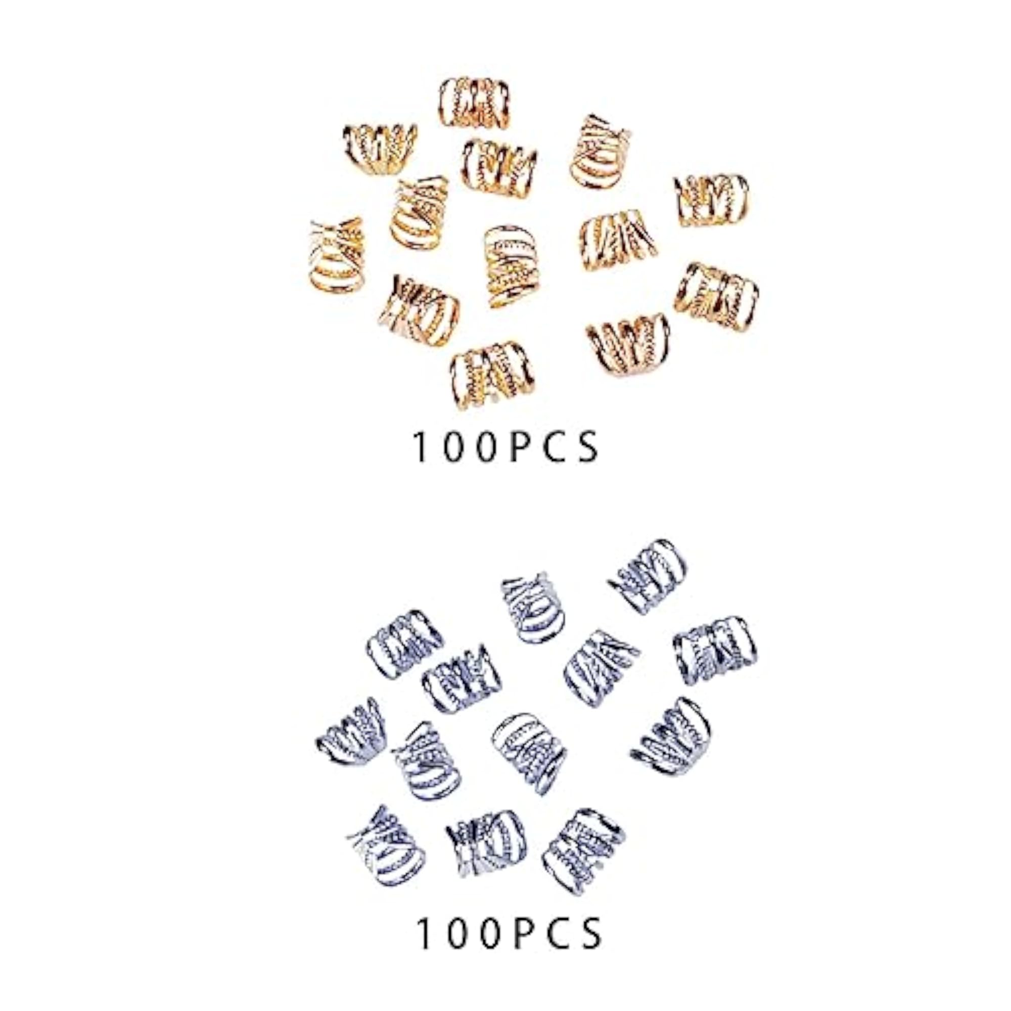 100pcs Metal Dreadlock Beads, Gold