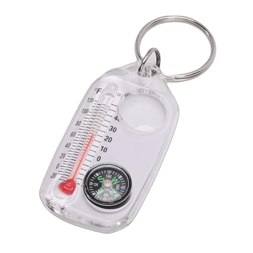 10 piezas de brújulas de bolsillo y termómetros portátiles multifuncionales con llavero lupa para senderismo y camping miniatura 7