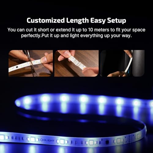 Image of OLIGHT RGBIC LED Strip Lights Ostrip2 16.4ft, Smart Control, APP | Work with Alexa,DC24V 2700K-6500K,IP65, ETL,DIY Color Changing, Music Sync,LED Lights for Bedroom, Cabinet, TV Home Decor