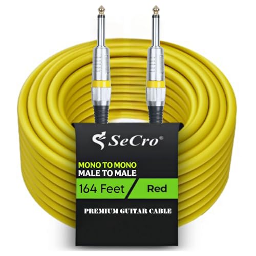 Image of SeCro 6.35mm Guitar Cable Premium 6.35mm Mono Jack 1 /4 inch TS Cable Unbalanced Guitar Patch Cords /Instrument Cable Male to Male with Zinc Alloy Housing. (YELLOW, 164Feet(50Meter))
