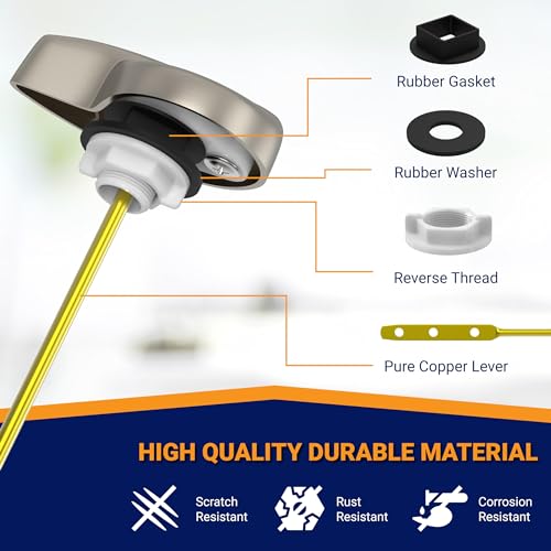 Image of Side Mount Toilet Handle Replacement, Compatible with American Standard, Kohler, TOTO, Gerber and Most Side Mount Toilet Tanks - Nickel Finish