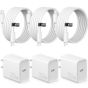 iPhone 17 16 15 Charger Fast Charging 3 Pack USB C Charger Block Type C Chargers 6FT Cord Wall Chargers Compatible with iPhone Air/17/17 Plus/17 Pro/17 Pro Max/16/16 Plus/16 Pro/16 Pro Max/15 Pro Max