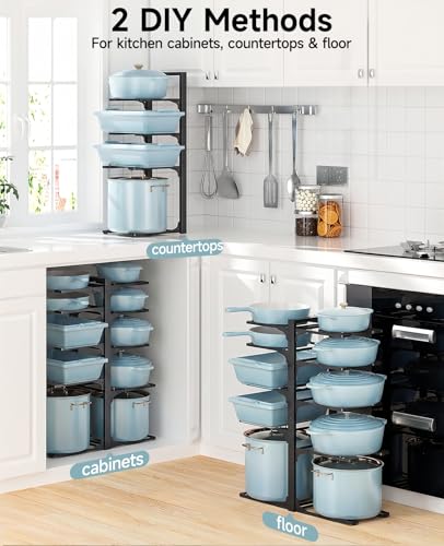 Image of MUDEELA 10-Tier Pots and Pans Organizer Rack, 23.62 inch H for Cast-iron Pans