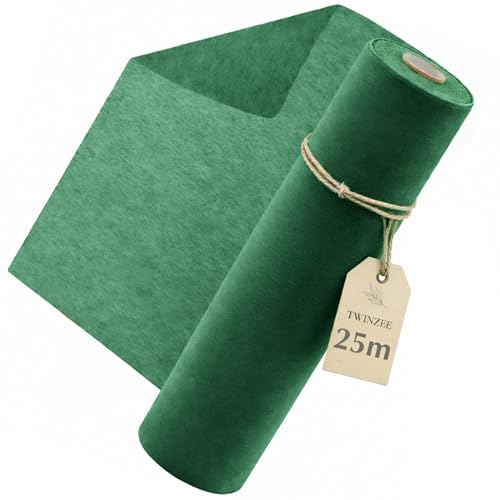 Twinzee Chemin De Table Vert Non Tissé 30cm x25m, Decoration de Table pour Anniversaire, Mariage, Communion et Autre Occasions Spéciales