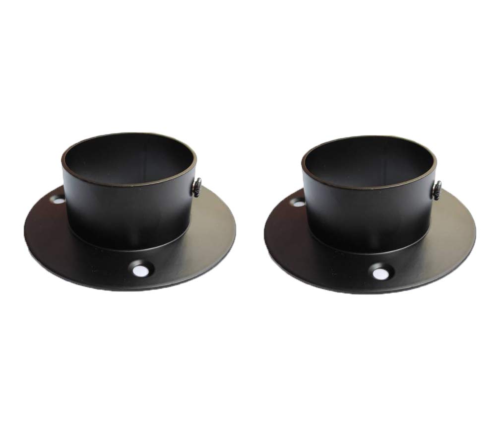 NELXULAS Stainless Steel Heavy Duty Closet Rod Holder,Shower Curtain Rod End Supports Socket,Flange Rod Holder Closet Pole,Adjustable Tightness Easy Installation (2 INCH, Black)