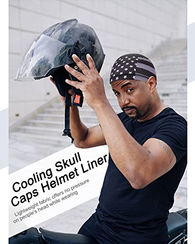 Image of 9 Pcs Cooling Skull Cap Camo Liner Sweat Wicking Lightweight Cycling Cap Running Hat for Men Women