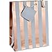 Gift Boutique 12 Medium Metallic Rose Gold Gift Bags; Polka Dots, Stripes and Chevron Exquisite Designs; Birthday, Graduation, Baby Shower, Wedding Gift Bags