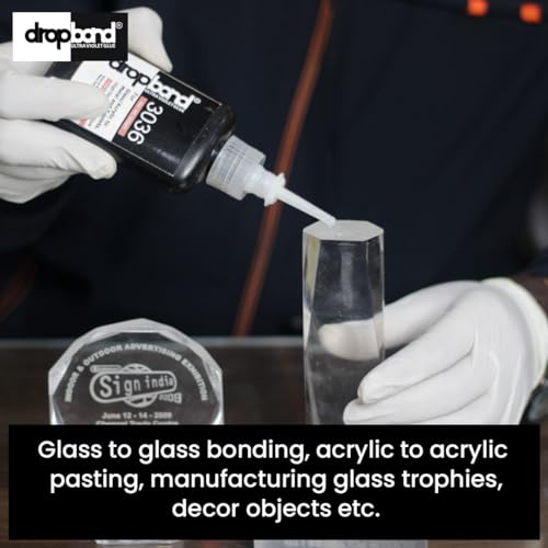 Image of POLYFIX Dropbond 3031 UV Glue With No Odor And Rapid Curing | Ideal For Acrylic To Paper Lamination, Glass And Paper, For Glass, Acrylic Paperweights, Laminated Certificates, And Mementos.100G