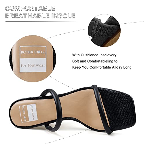 BCTEX COLL Women's High Heeled Sandal Two Strap Square Toe Slip on High-heeled Sandal High Heel Sandal Comfortable for Women2