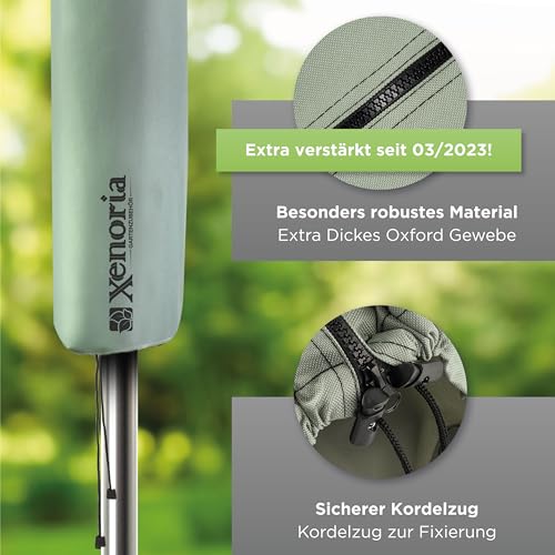 Xenoria Premium Wäschespinnenschutz | Passend für alle Modelle | Robustes 600D Oxfordgewebe | Wasserabweisend & UV-beständig | Reißverschluss auf ganzer Länge | Größe 180cm | Graugrün