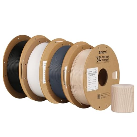 Inland PLA Basics Filament 1.75mm, 1kg Spool – Dimensional Accuracy ±0.02mm, Neatly Wound, Fits Most FDM 3D Printers (Black, White, Gray, Bone White, 4 Pack)