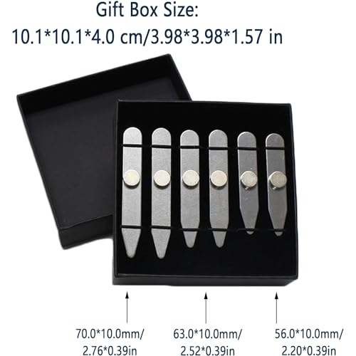 Collar Stays for Men’s Dress Shirts, 6 Pieces Metal Collar Sticks, Corner Piece, Silver Holder Set, Perfect for Maintaining a Crisp Look on Shirts and Dress Collars