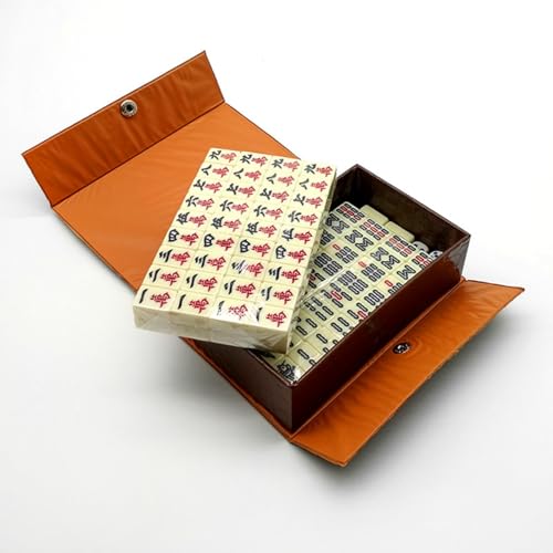 Mahjong Set, 144 fichas tamaño medio con caja de cuero miniatura 6