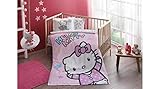 100% Cotton Baby Bedding Hello Kitty Themed Nursery Baby Bed Set, Toddlers Crib Bedding for Baby Girls, Duvet Cover Set with Comforter, 5 Pieces