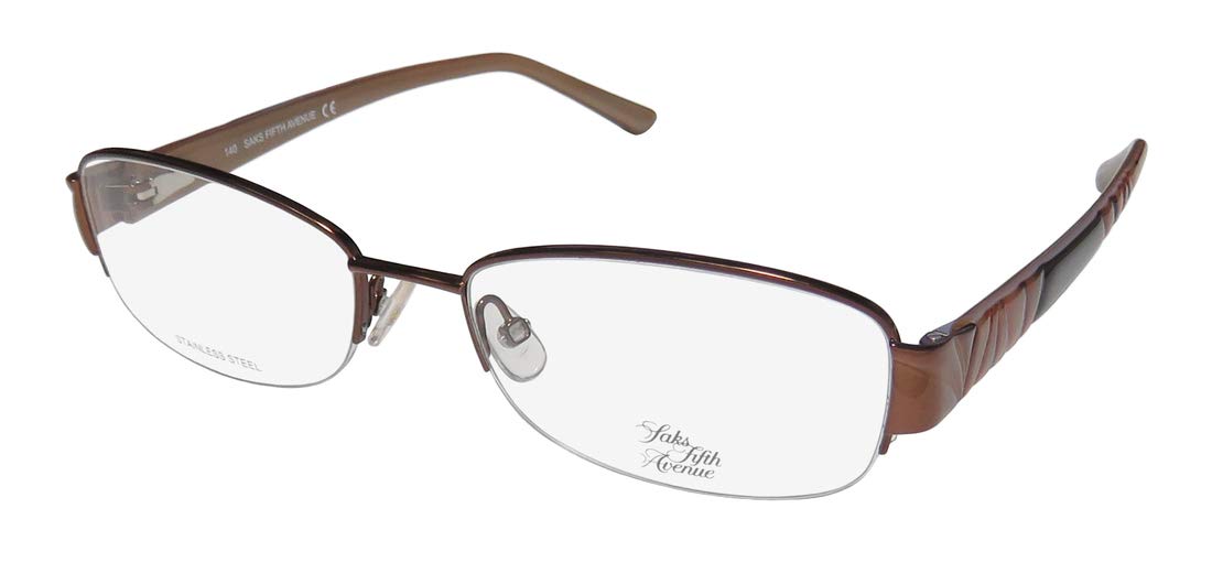 SAKS FIFTH AVENUESaks Fifth Avenue 275 Womens Designer Half-rim Flexible Hinges Comfortable Contemporary Eyeglasses/Eyeglass Frame