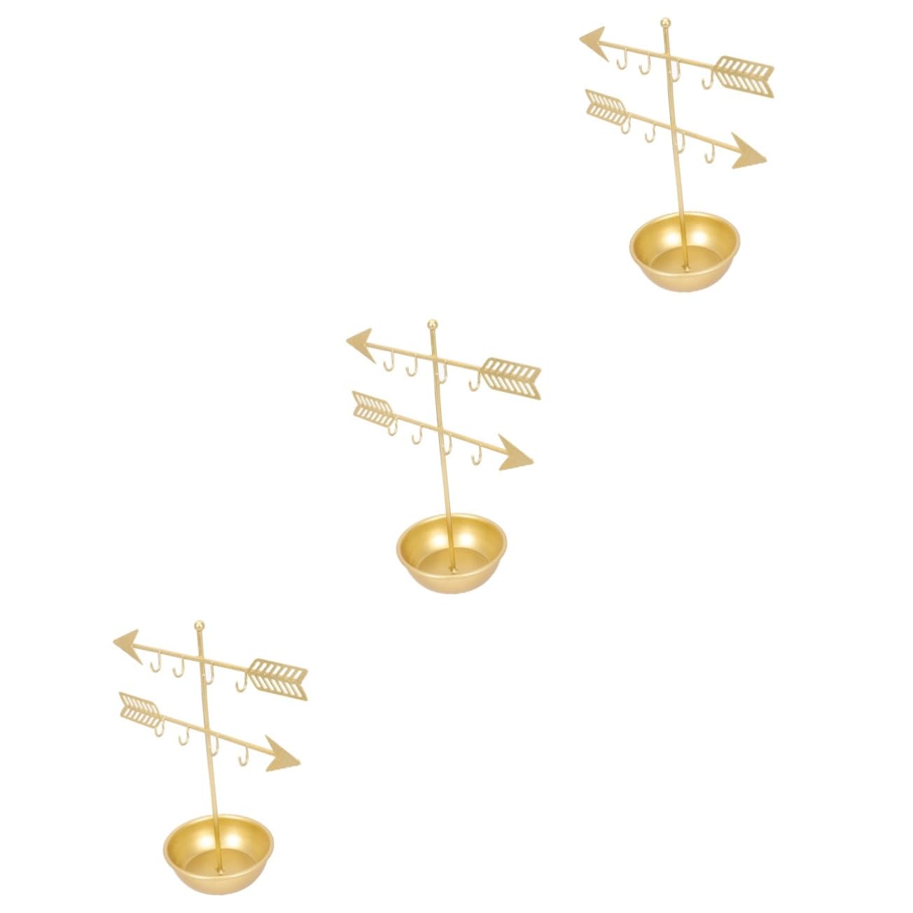 Healeved 3 Pièces Porte-boucles D'oreilles Support Organisateur De Bijoux Porte-bijoux Stand De Bijoux Support De Boucle D'oreille Arbre à Bijoux Collier Le Fer Doré