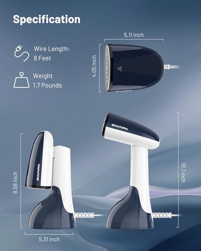 BEAUTURAL Steamer for Clothes, Portable Handheld Garment Fabric Wrinkles Remover, Aluminun Heating Plate, 35-Second Fast Heat-up, Large Detachable Water Tank (Only for 120V) - Image 3