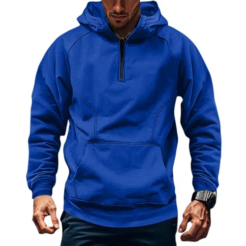 Hoodies Men Oversized Fleece 1/4 Zipper Jogger Cargo Sweatshirts Long Sleeve Relaxed Fit Fall Pullover With Pockets