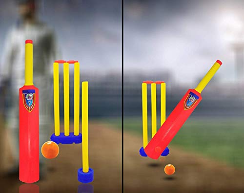 Image of Prime Kids Cricket Kit Set With Bat, Balls, Wickets, Bells- Indoor Beach Outdoor Garden Play Set Pack Of 1 (Bat Ball), Multicolor