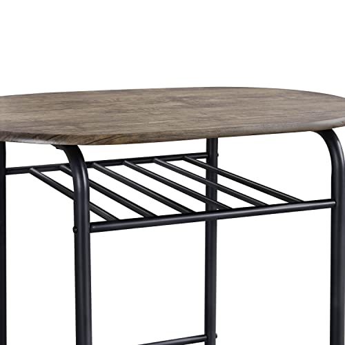 Topeakmart 3 Piece Kitchen Table Set - Dining Table Sets For 2 - Compact Table And Chairs W/Steel Frame & Shelf Storage For Small Spaces, Apartment,Bistro - Drift Brown #TOP5