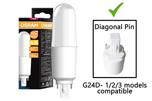 Image of LEDVANCE Osram 10 Watt G24d Led Value Stick PL Lamp Cross Pin 230V- Warm White 3000K- Pack of 8
