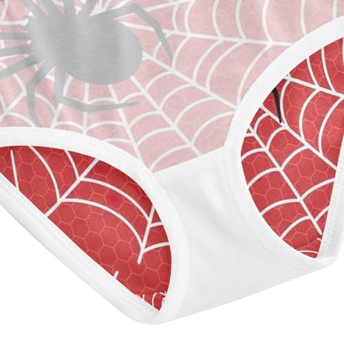 Black Spiders White Webs Red Girls Briefs, Toddler Panties, Cotton Underwear Girls, 2–8 Years4