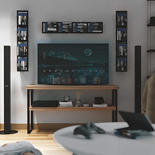 Image of You Have Space Wall Mount 34 Inch Media Storage Rack CD DVD Organizer Metal Floating Shelf Set of 2 Black